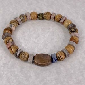 Jasper labradorite copper beaded unisex bracelet